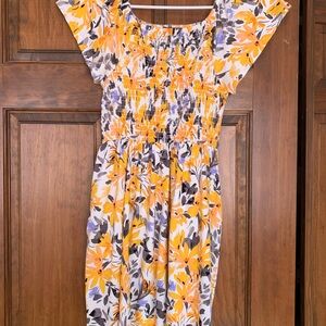 Girls cute yellow print size 14 dress polyester